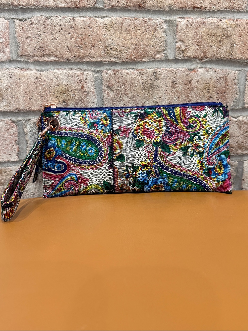 Hobo Multicolor Paisley Wristlet Clutch with wallet - Vibrant Floral Print